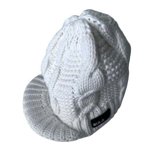 Bula white Cable Knit Fleece Lined Beanie with bill- One Size - Picture 1 of 6